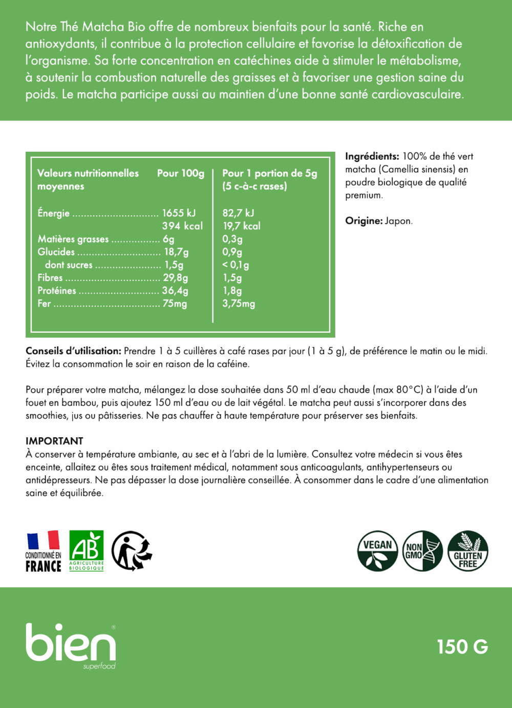 Poudre Premium de Thé Matcha – Image 2