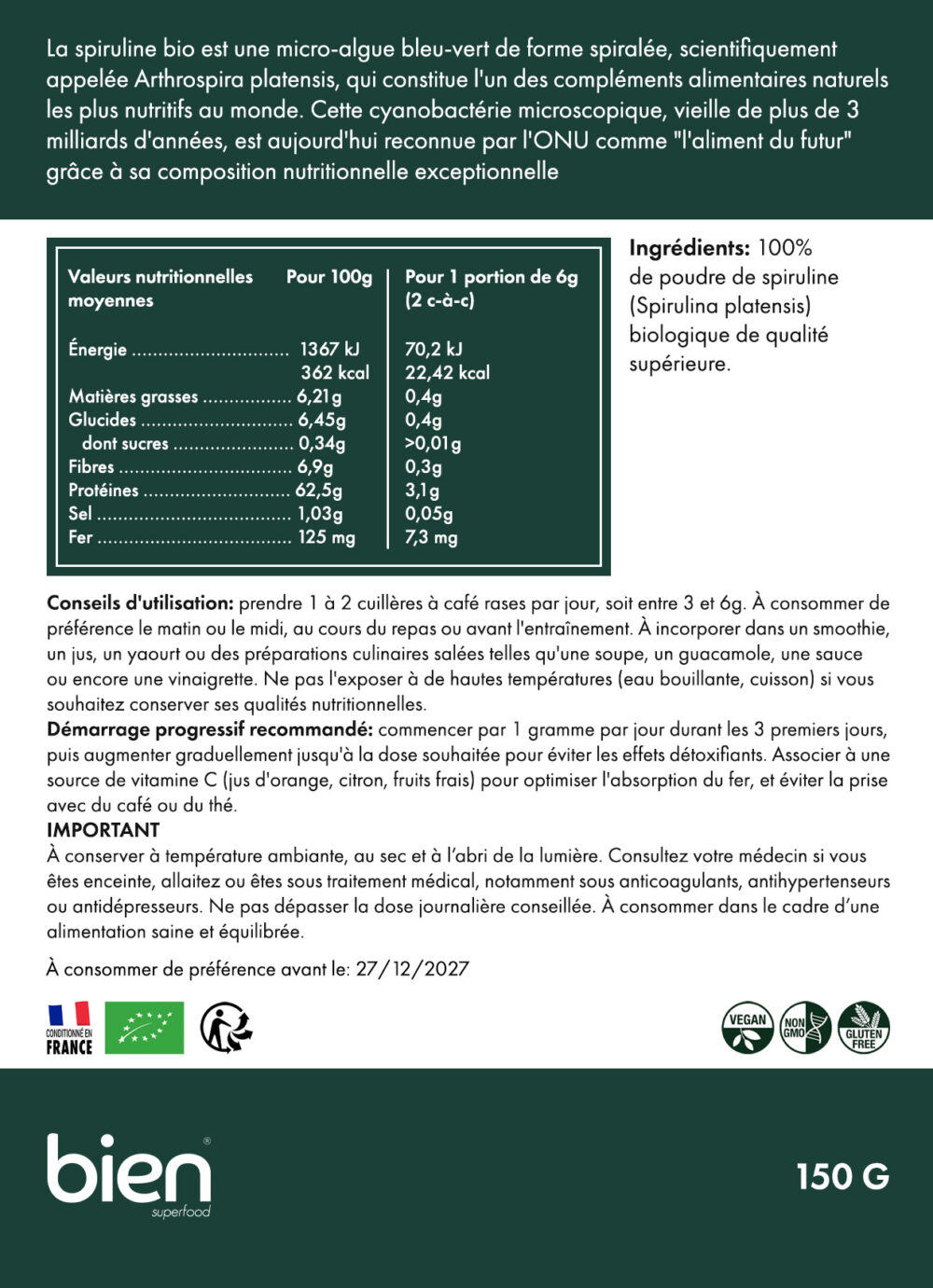 Poudre de Spiruline Bio – Image 2
